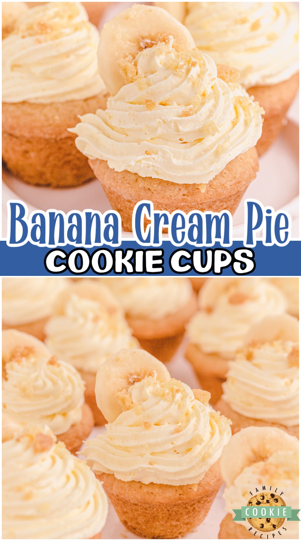 Banana Cream Pie Cookies are everything you love about Banana Cream Pie, in bite-sized cookie form! Easy family favorite banana cookie recipe!