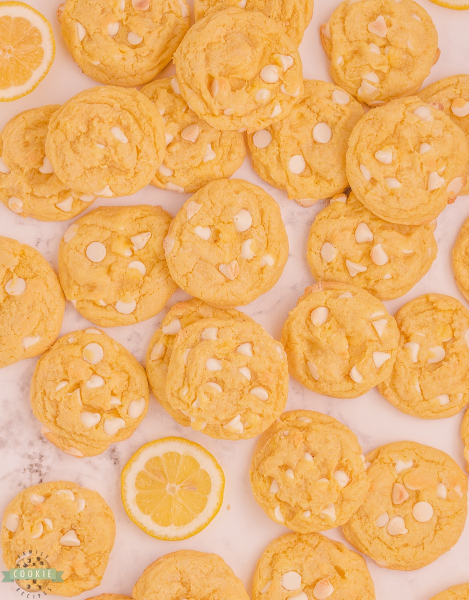 Lemon Cream Pudding cookies with white chocolate chips