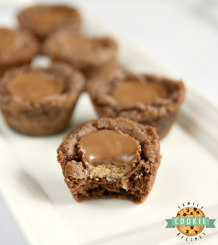 Reese's Chocolate Cookie Cups are bite-sized treats made with a delicious chocolate cookie base that is filled with a miniature Reese's Peanut Butter Cup! The perfect chocolate and peanut butter dessert!