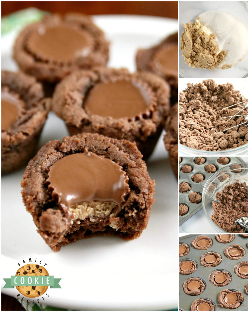 Reese's Chocolate Cookie Cups are bite-sized treats made with a delicious chocolate cookie base that is filled with a miniature Reese's Peanut Butter Cup! The perfect chocolate and peanut butter dessert!