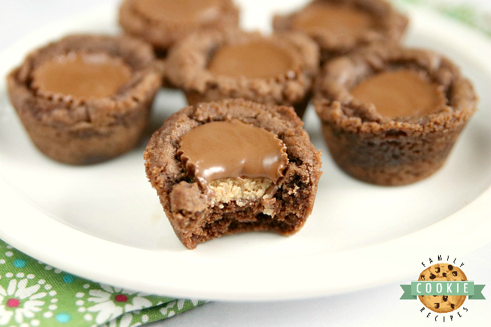 Reese's Chocolate Cookie Cups are bite-sized treats made with a delicious chocolate cookie base that is filled with a miniature Reese's Peanut Butter Cup! The perfect chocolate and peanut butter dessert!