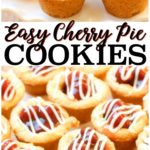 Cherry Pie Cookies are cherry pie in cookie form! Easy to make sugar cookies filled with sweet cherries and drizzled with white chocolate. 