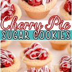 Cherry Pie Cookies are cherry pie in cookie form! Easy to make sugar cookies filled with sweet cherries and drizzled with white chocolate.