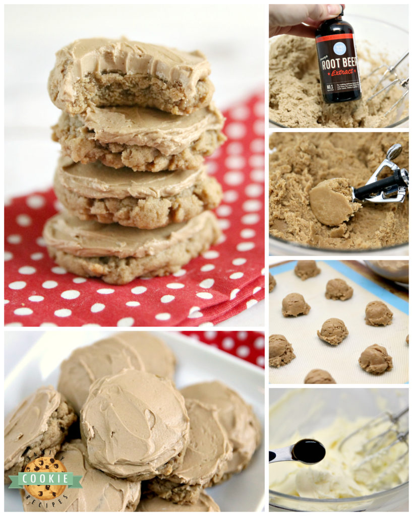 Root Beer Cookies are soft and delicious with root beer extract in the cookies and the buttercream frosting on top.