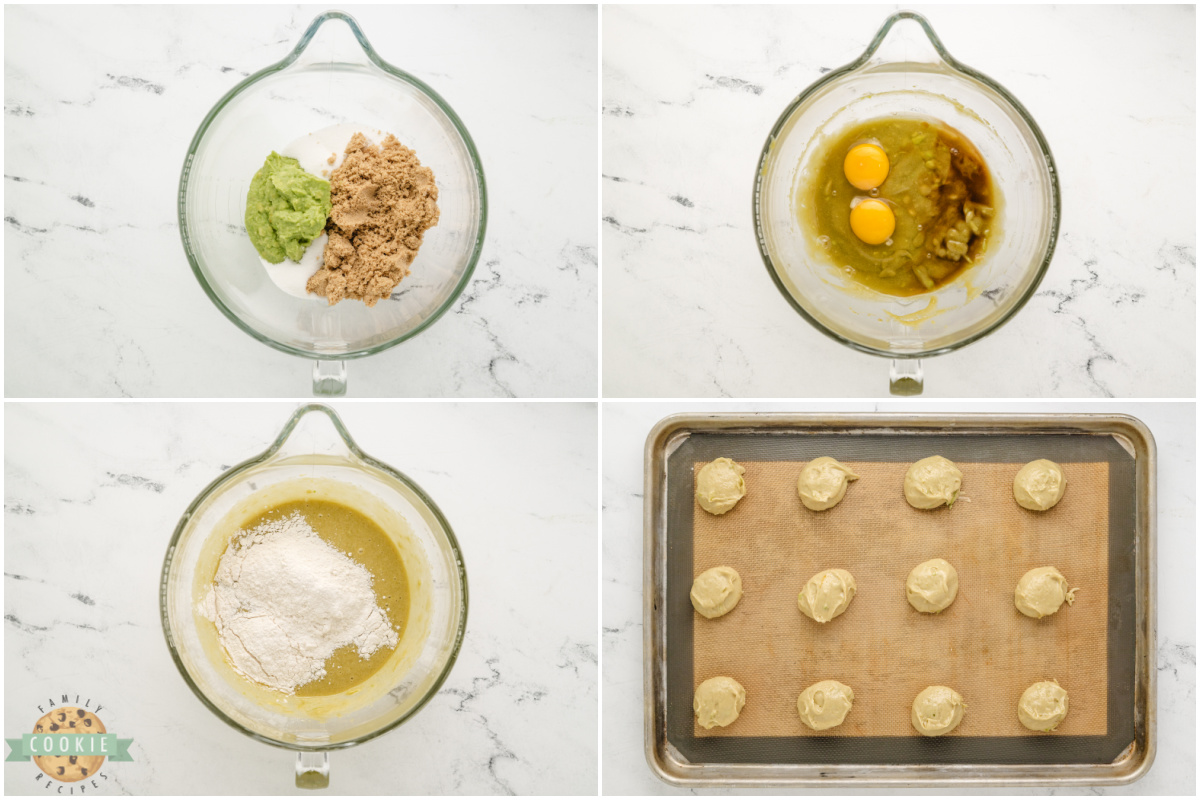 Step by step instructions on how to make Avocado Chocolate Chip Cookies.