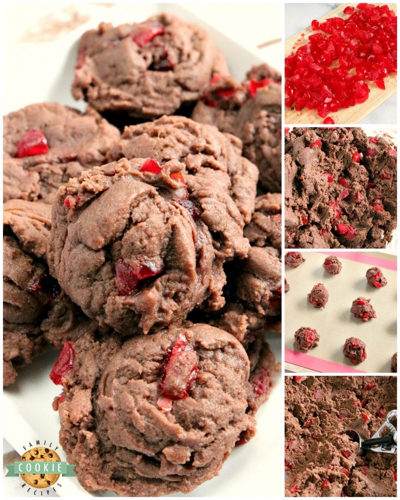 Cherry Chocolate Cookies are soft, chewy and full of cherries! There is chocolate pudding mix in these cookies which gives them the perfect flavor and consistency every time. 