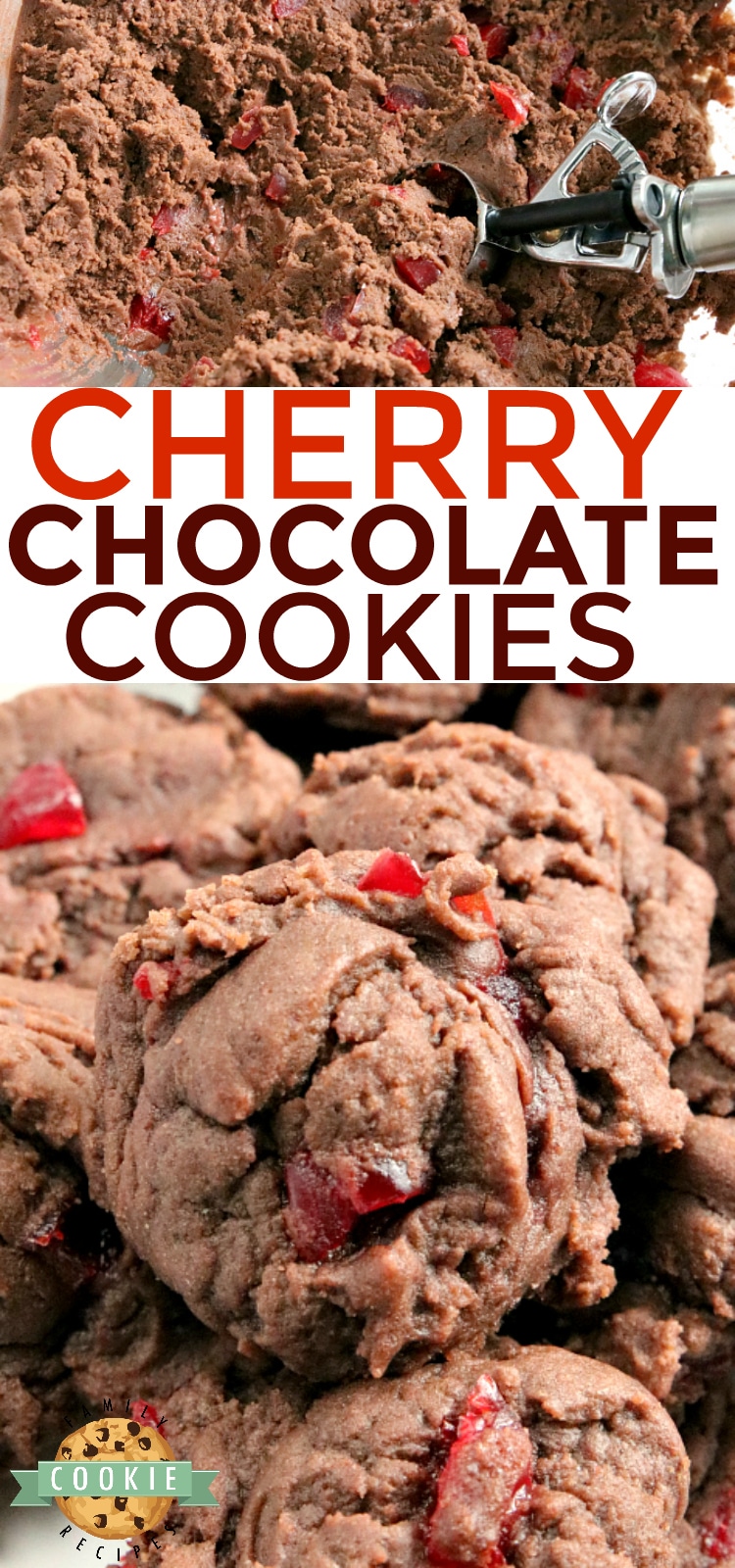 Cherry Chocolate Cookies are soft, chewy and full of cherries! There is chocolate pudding mix in these cookies which gives them the perfect flavor and consistency every time. 