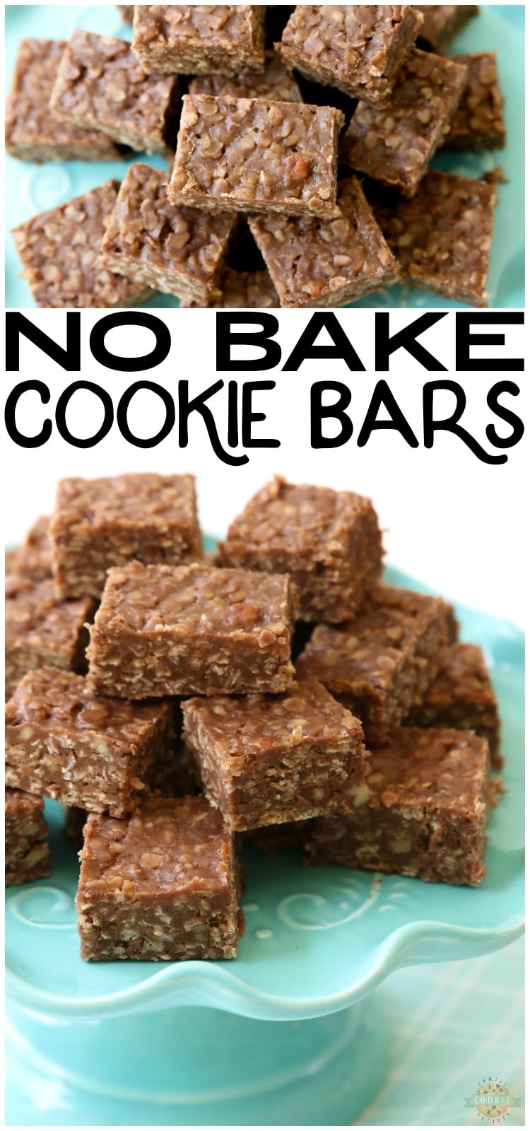 No Bake Cookie Bars recipe is a quick variation on THE BEST no bake cookies recipe. Made with quick oats & chocolate chips, these no bake oatmeal cookies couldn't be tastier! via @buttergirls