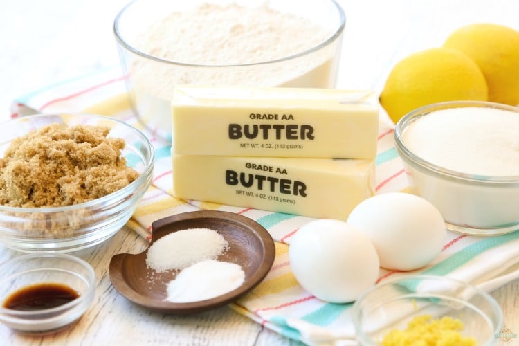 Ingredients to make lemon cookies