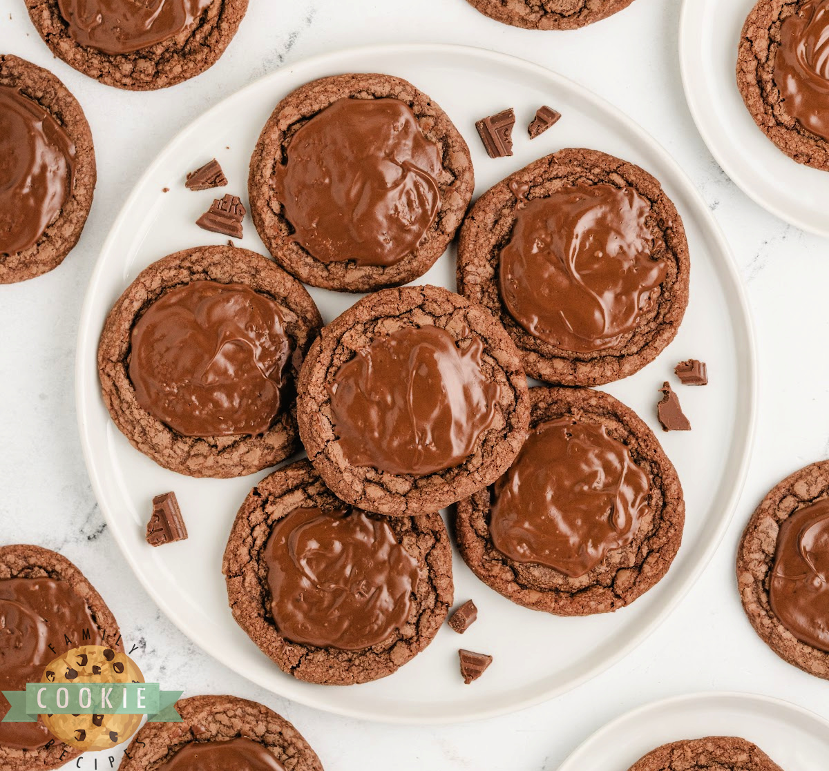 Plate with Hersheys Brownie Mix Cookies. 