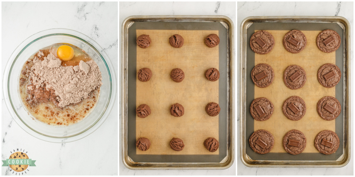 Step-by-step instructions on how to make Hershey's Brownie Mix Cookies.