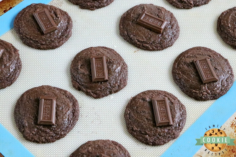 Easy Brownie Cookies are easily made with a brownie mix, butter and an egg and then frosted with a little bit of a melted Hershey bar. One of the easiest cookie recipes ever and they taste just like brownies...in cookie form!