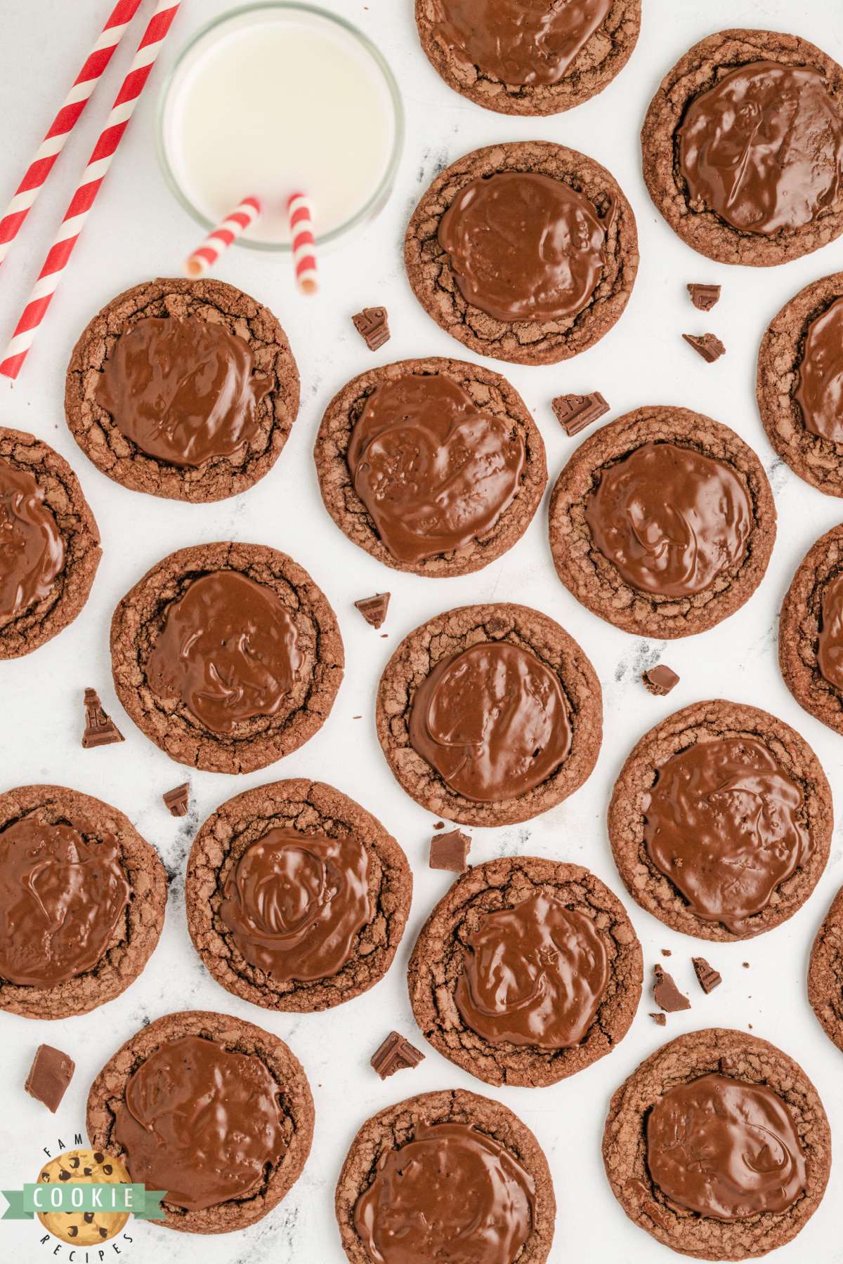 These easy Hershey Brownie Cookies are rich, fudgy, and topped with melty chocolate. The perfect brownie cookie recipe using a mix!