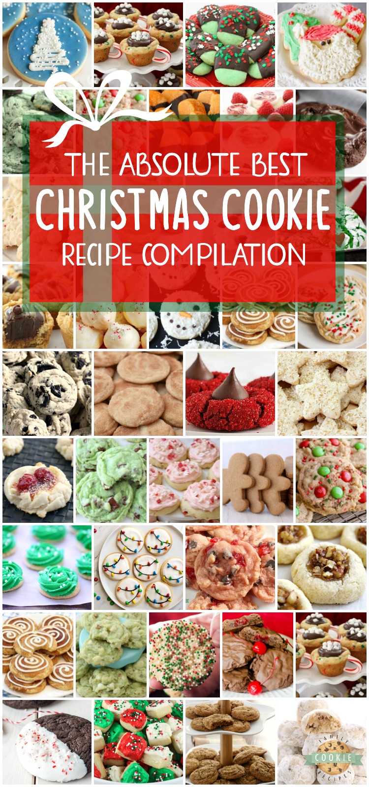 Best collection of easy Christmas Cookies ever- they’re even approved for Santa himself! Our Christmas cookies are perfect for holiday parties, cookie exchanges and neighbor goodie plates! #Christmas #cookies #dessert #holidaybaking #christmascookies #christmascookierecipe #recipe from Family Cookie Recipe 