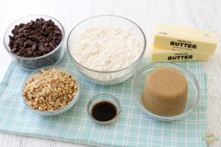 ingredients needed for chocolate chip cookie bars recipe