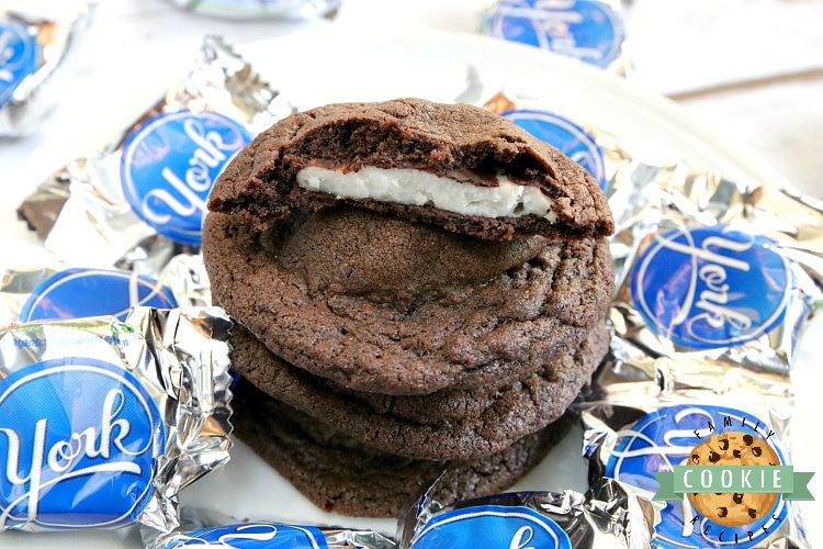 Chocolate Mint Cookies are soft and chewy chocolate cookies that have a York peppermint patty right in the middle. This easy cookie recipe is the perfect balance of chocolate and mint!