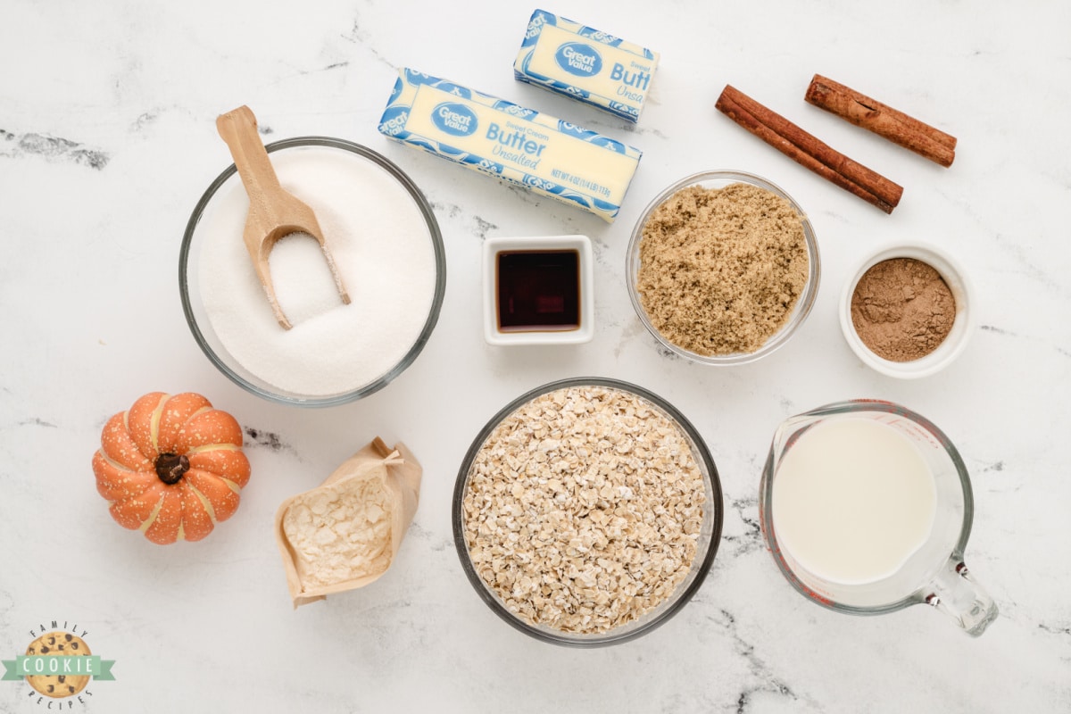 Ingredients in no-bake pumpkin cookies. 