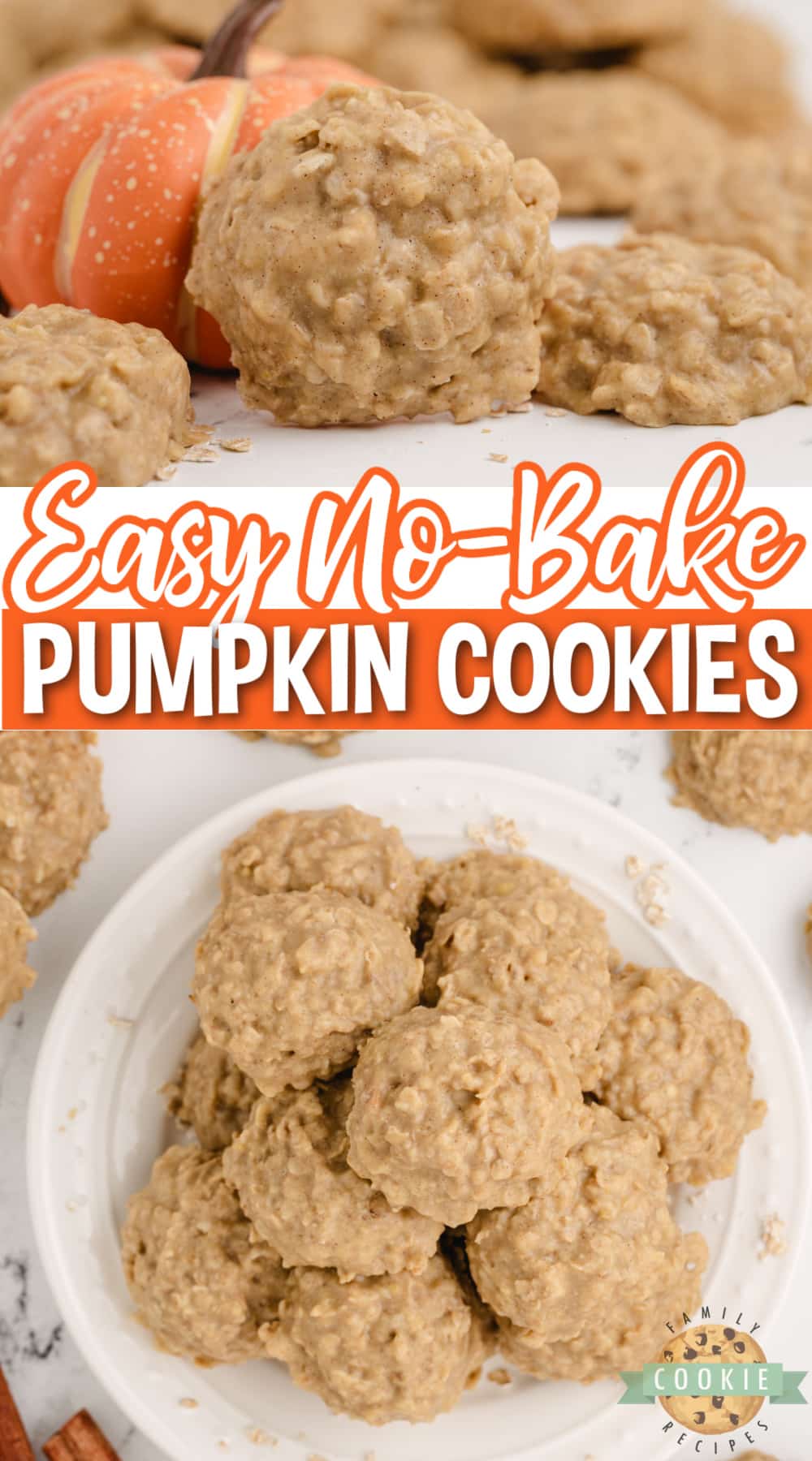 No Bake Pumpkin Cookies are full of oats and pumpkin flavor and come together in minutes without ever turning the oven on. This easy no-bake cookie recipe is quick, delicious, and perfect for fall!