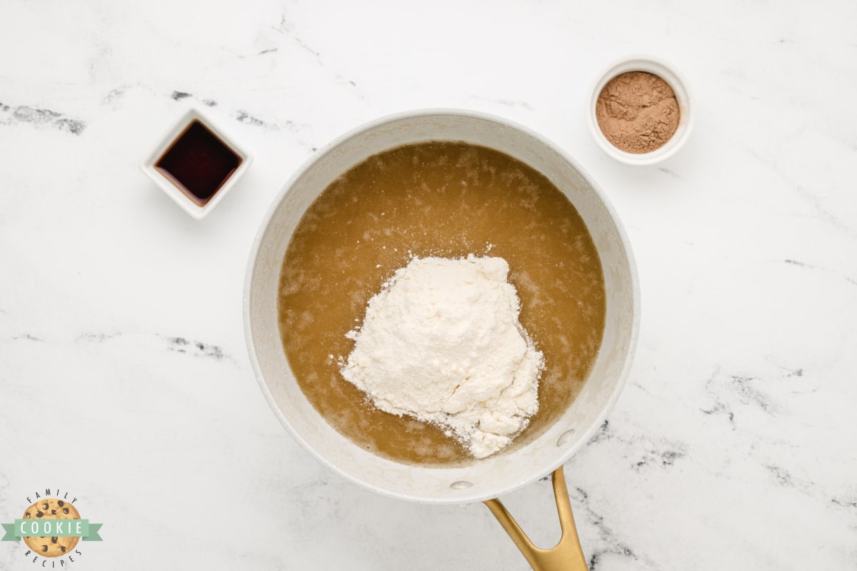 Add pudding mix to butter and sugar mixture. 