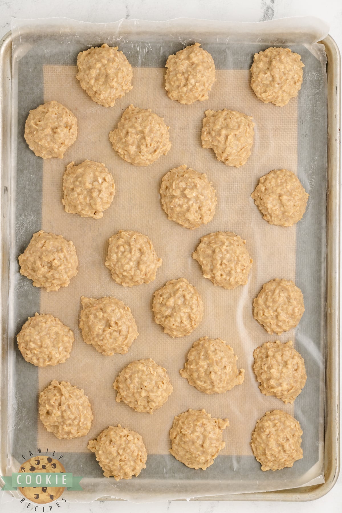 Scoop no-bake cookies onto wax paper covered cookie sheet. 