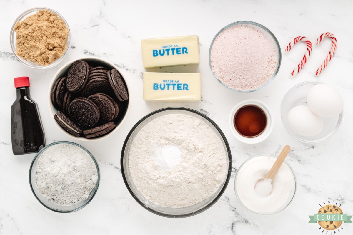 Ingredients in Oreo Peppermint Cookies. 