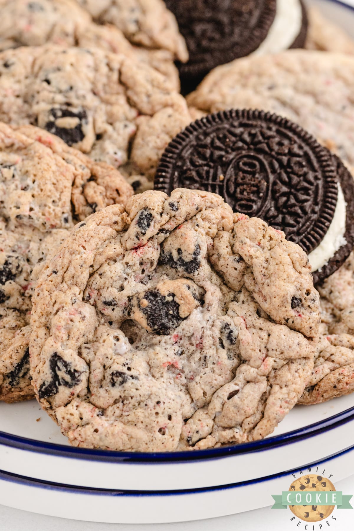Peppermint Oreo Cookies are made with pudding mix, Oreo cookies, crushed candy canes and peppermint extract. This delicious peppermint cookie recipe yields a perfectly soft and chewy cookie that is sure to be a favorite holiday cookie!
