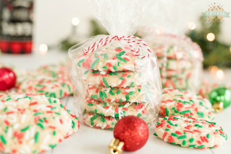 Christmas Sprinkle Cookies for neighbor gifts