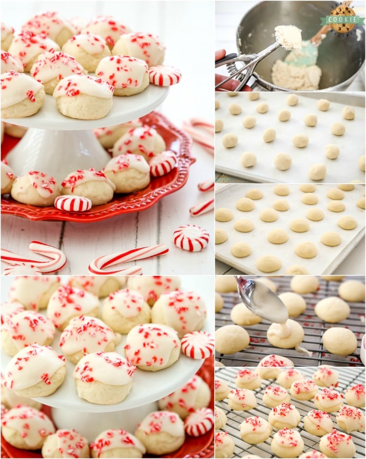 Peppermint Vanilla Shortbread Cookies are perfectly tender, buttery whipped shortbread with a lovely peppermint vanilla glaze on top! Festive Christmas cookies that everyone enjoys!