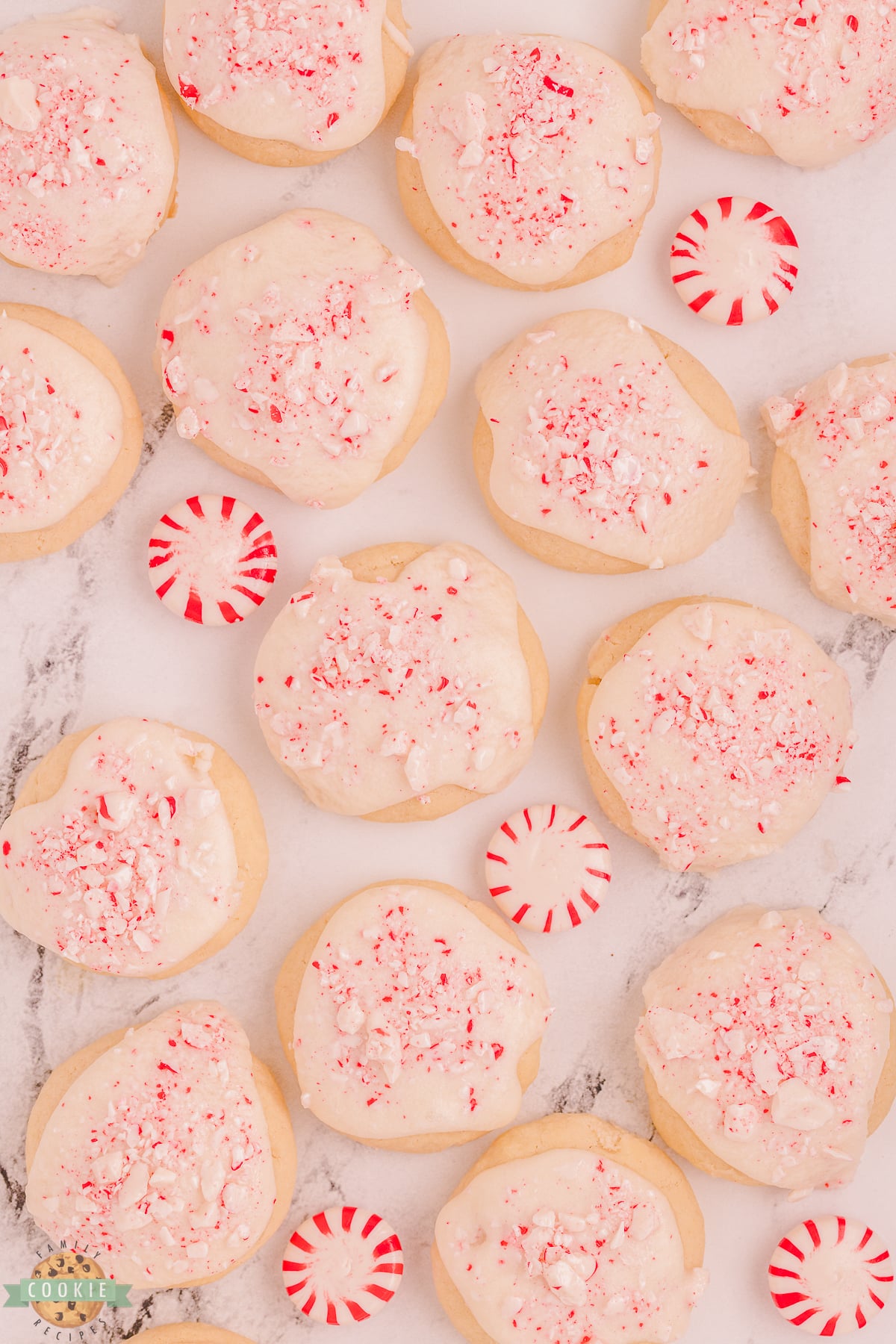 whipped shortbread with peppermint vanilla icing