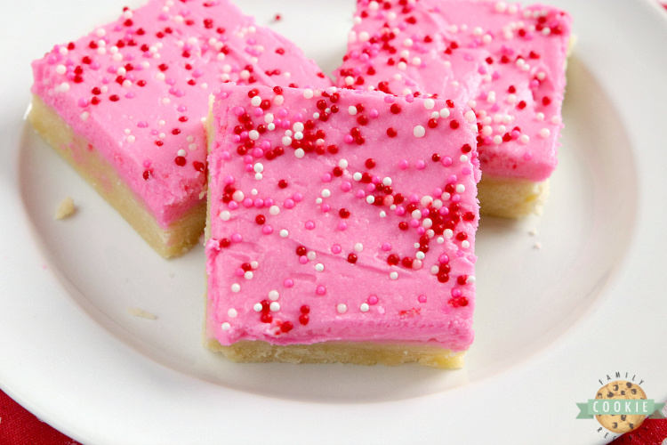 Homemade sugar cookie bars cut into squares.