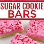 Sugar Cookie Bars are thick, soft and frosted with a delicious vanilla buttercream frosting. Simple sugar cookie recipe that is made in a pan and can be easily sliced and served.