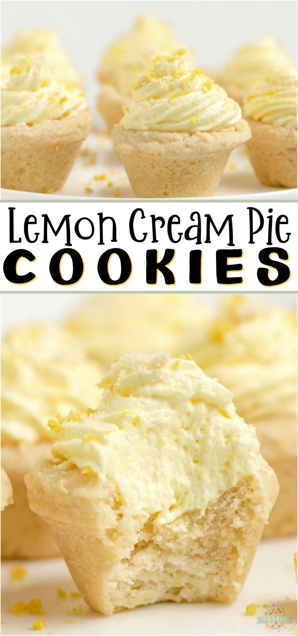 Lemon cream pie cookies are a delicious way to enjoy the tastes of a lemon cream pie without the hassle of pie crust. These lemon cookie cups are easy to grab and go and this lemon cookie recipe makes enough to share.