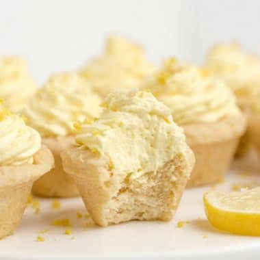 lemon cream pie cookie with a bite taken out