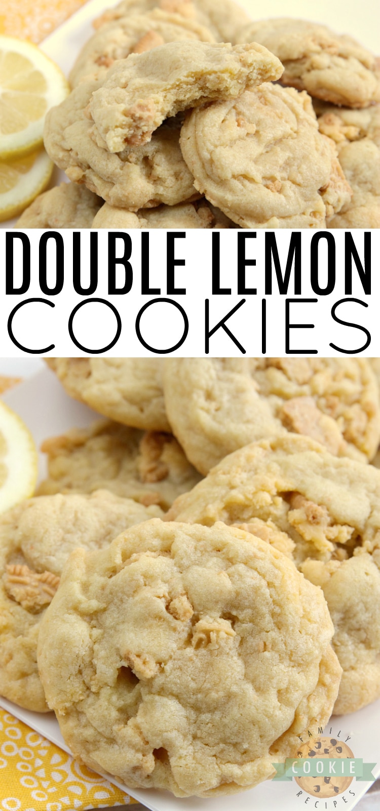 Double Lemon Cookies made with lemon pudding mix and crushed Lemon Oreos for lots of delicious lemon flavor! These cookies are soft, chewy and super easy to make too!