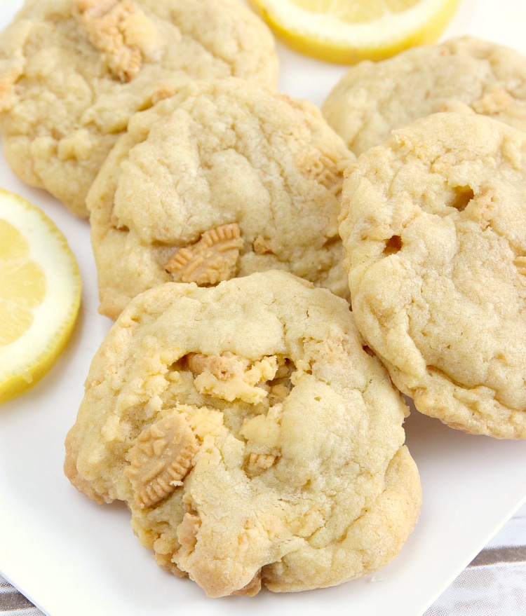 Double Lemon Cookies made with lemon pudding mix and crushed Lemon Oreos for lots of delicious lemon flavor! These cookies are soft, chewy and super easy to make too!
