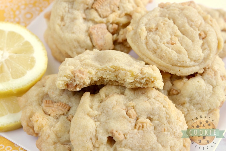 Double Lemon Cookies made with lemon pudding mix and crushed Lemon Oreos for lots of delicious lemon flavor! These cookies are soft, chewy and super easy to make too!