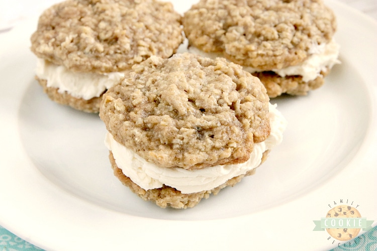 Oatmeal Cookie sandwich with creamy filling