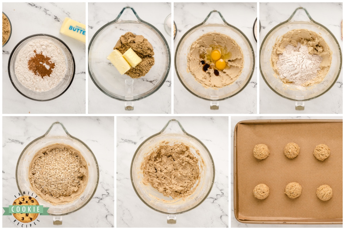 Step by step instructions on how to make Oatmeal Cookies