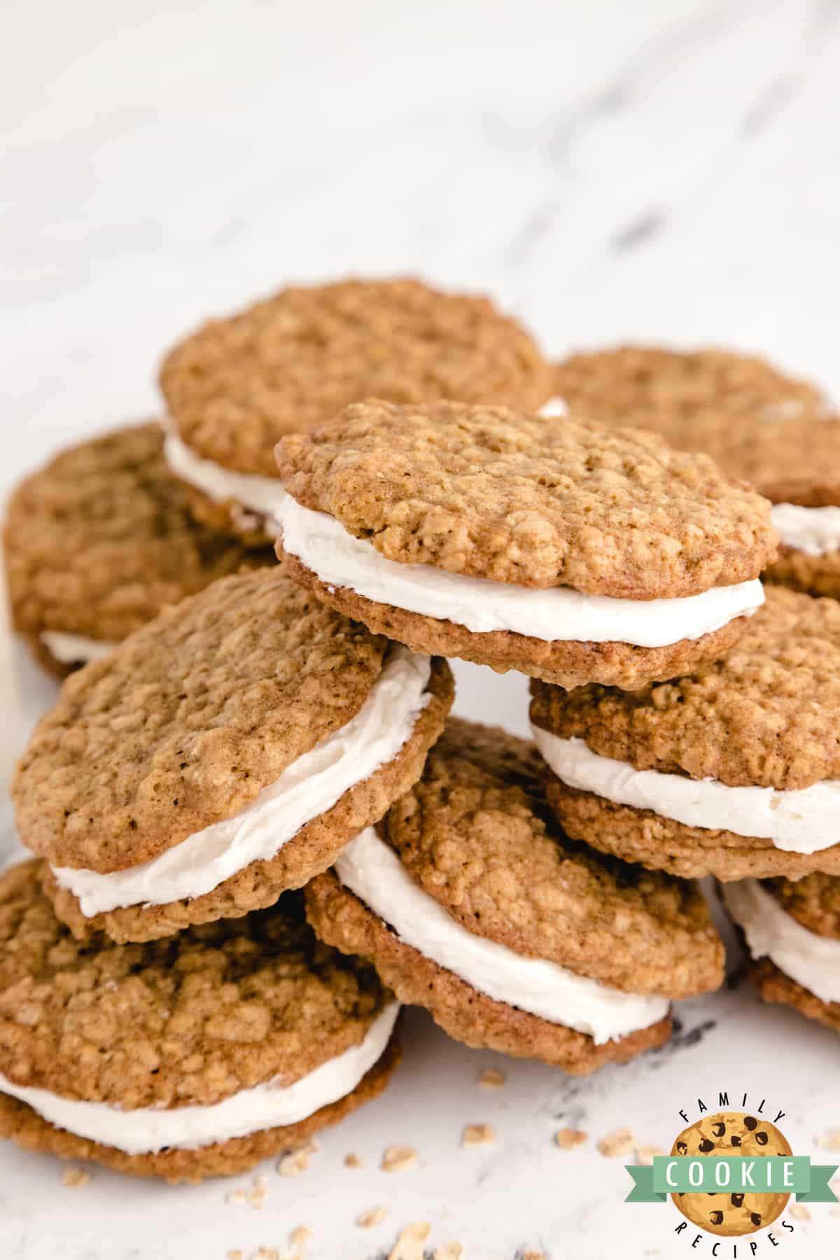Oatmeal Sandwich Cookies with Marshmallow Buttercream Filling