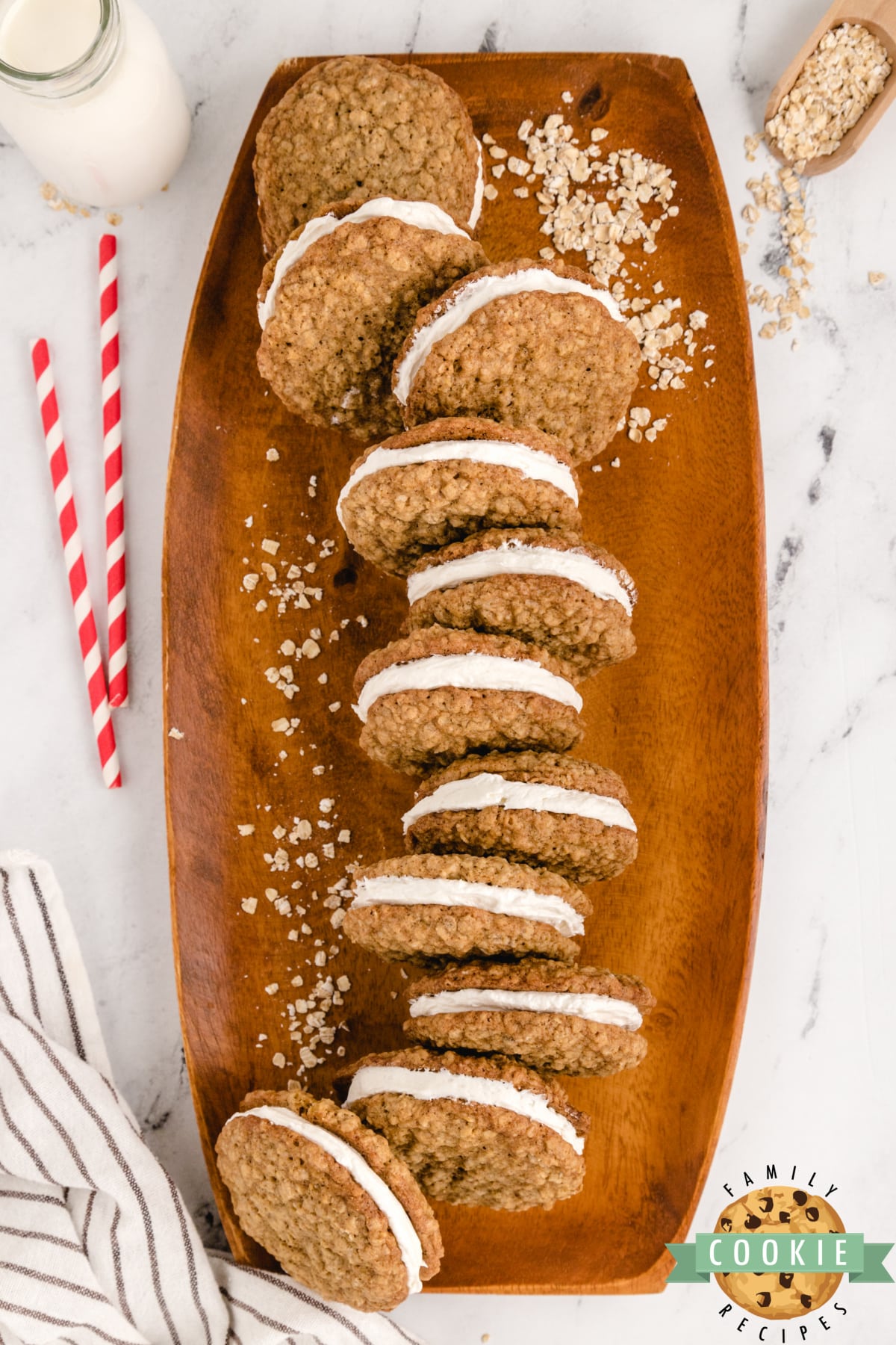 Homemade Oatmeal Cream Pies are made with a delicious creamy filling that is sandwiched between two soft and chewy oatmeal cookies. Even better than the store-bought variety that we all know and love!