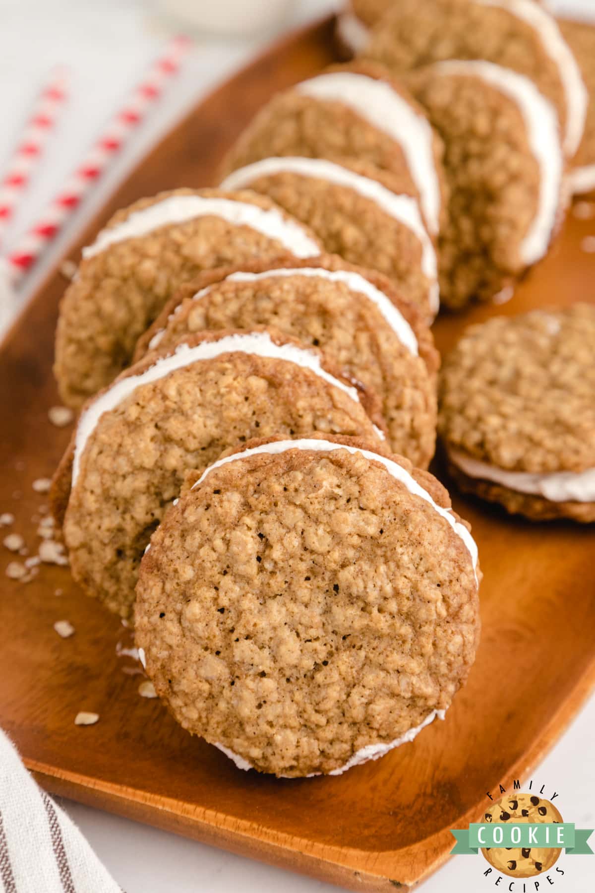 Oatmeal Cookie Sandwiches with marshmallow buttercream filling