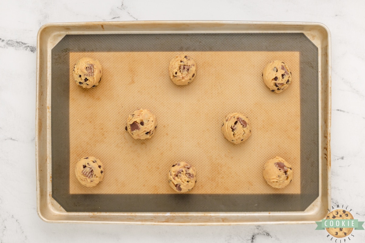 Scoop cookie dough onto baking sheet. 