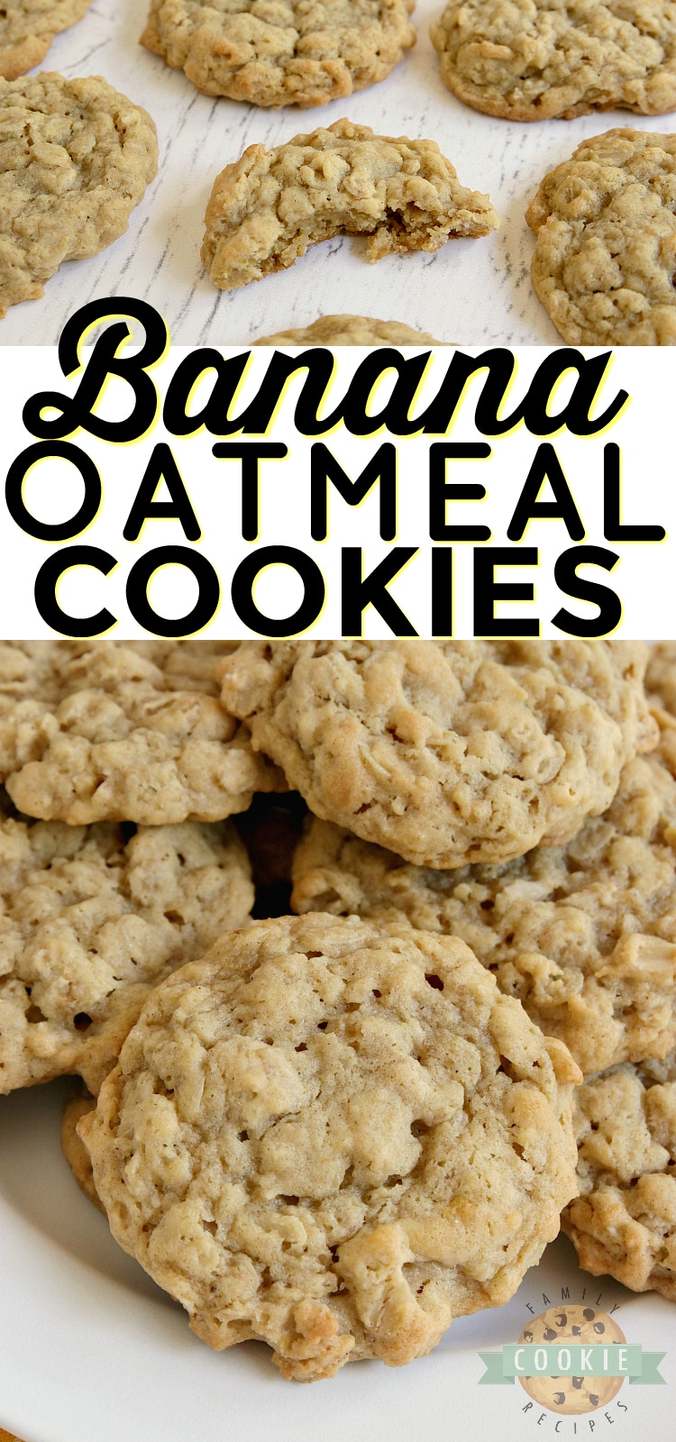 Banana Oatmeal Cookies are soft, chewy and made with banana pudding mix and fresh bananas! Easy oatmeal cookie recipe with a ton of banana flavor!