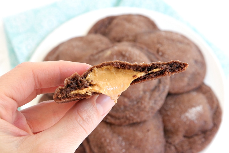 Chocolate cookies with a peanut butter filling