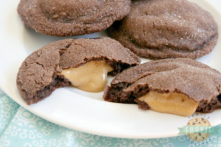 Chocolate cookies with a peanut butter filling