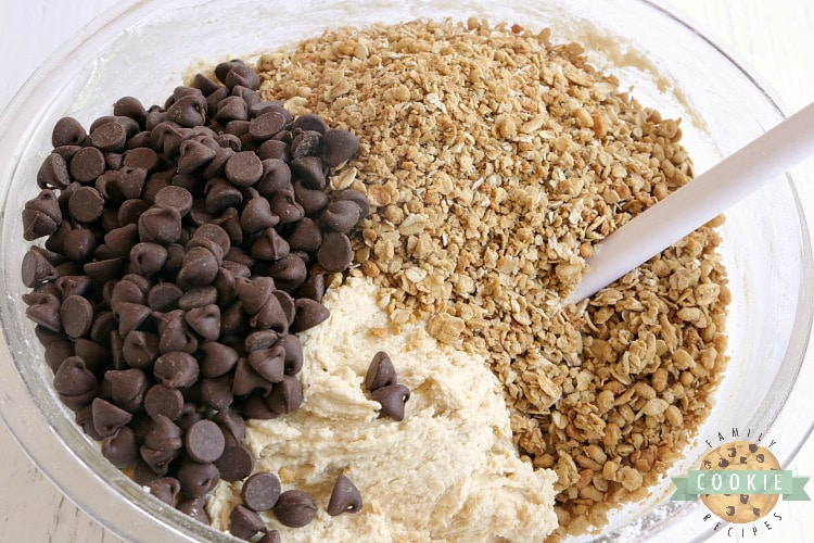 Ingredients in granola chocolate chip cookies