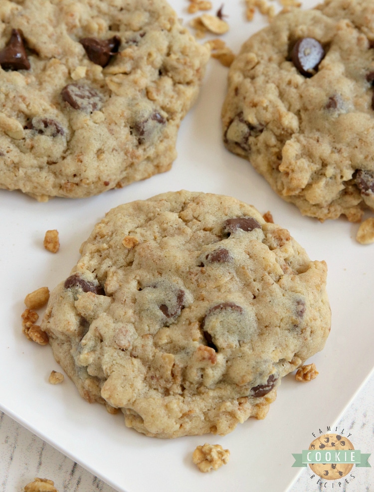 Chocolate Chip cookies made with granola