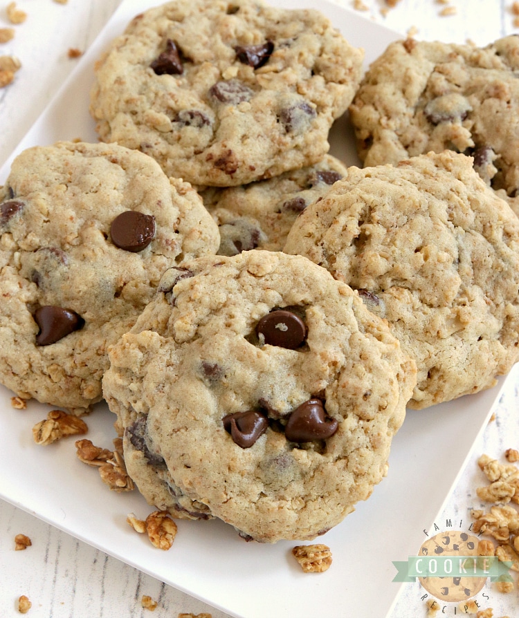 Chocolate chip cookies made with granola