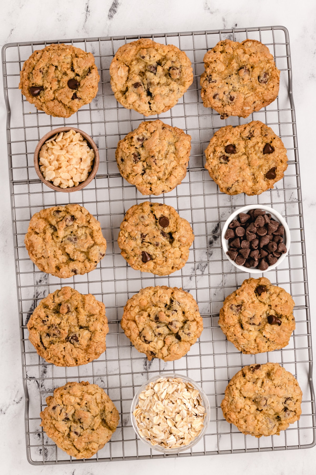 Oatmeal chocolate chip cookies with Rice Krispies