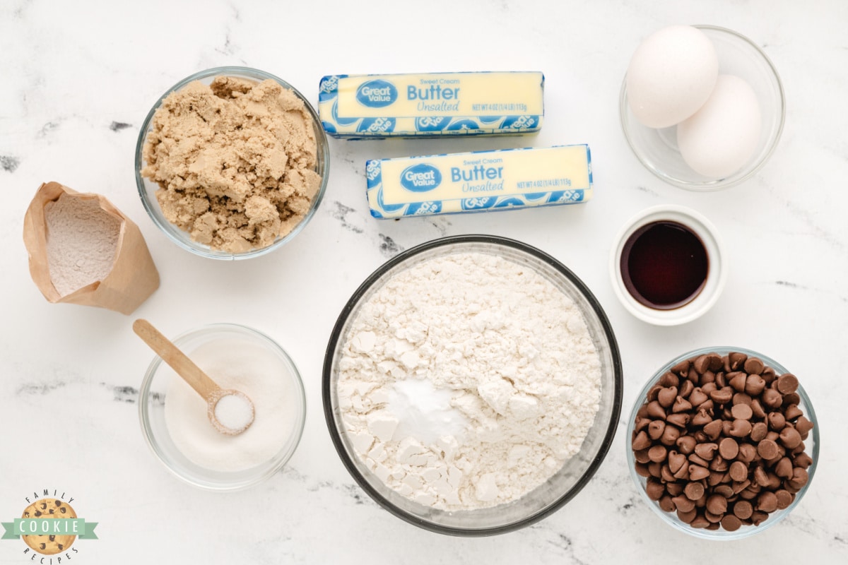 Ingredients in Butterscotch Chocolate Chip Cookies.